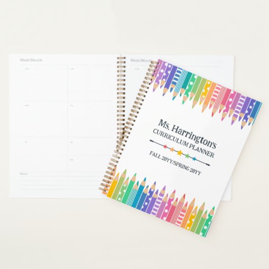 Leuke kleurpotloden & sterren leraar curriculum planner (Display)