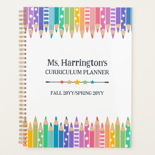 Leuke kleurpotloden & sterren leraar curriculum planner (Voorkant)