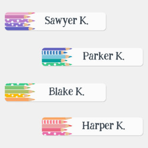 Leuke kleurpotloden Voeg Jouw naam toe Labels