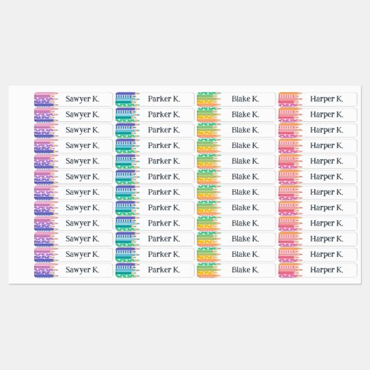 Leuke kleurpotloden Voeg Jouw naam toe Labels (Vel)