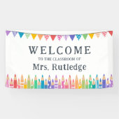 Leuke kleurpotloden Welkom in de klas van de leraa Spandoek (Horizontaal)