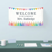 Leuke kleurpotloden Welkom in de klas van de leraa Spandoek (Beurs)