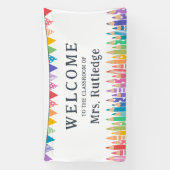 Leuke kleurpotloden Welkom in de klas van de leraa Spandoek (Verticaal)