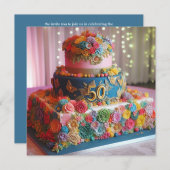 LEUKE KLEURRIJKE 50E BRUILOFT JUBILEUM CAKE KAART (Voorkant / Achterkant)