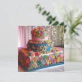 LEUKE KLEURRIJKE 50E BRUILOFT JUBILEUM CAKE KAART (Staand voorkant)