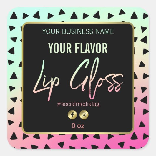 Leuke kleurrijke 80"s Retro Lip Gloss Labels (Voorkant)