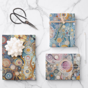 Leuke Kleurrijke Abstracte Sneeuwvlokken Floral Ar Inpakpapier Vel