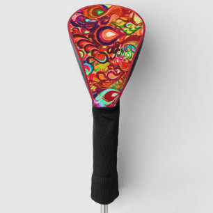 Leuke kleurrijke abstracte spiraal verf golfheadcover