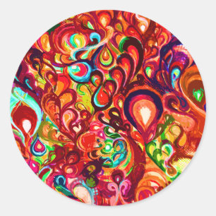 Leuke kleurrijke abstracte spiraal verf ronde sticker