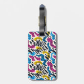 Leuke kleurrijke abstracte tekening van dierpatron bagagelabel (Achterkant verticaal)
