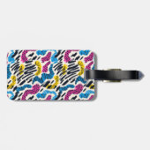 Leuke kleurrijke abstracte tekening van dierpatron bagagelabel (Achterkant horizontaal)