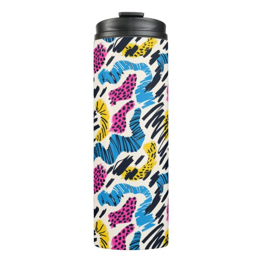 Leuke kleurrijke abstracte tekening van dierpatron thermosbeker (Voorkant)