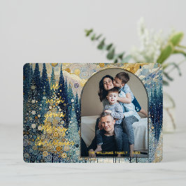 Leuke kleurrijke Abstracte Winter Wonderland Art G Folie Feestdagenkaart