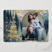 Leuke kleurrijke Abstracte Winter Wonderland Art G Folie Feestdagenkaart (Voorkant)