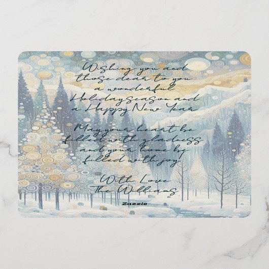 Leuke kleurrijke Abstracte Winter Wonderland Art G Folie Feestdagenkaart (Achterkant)