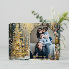 Leuke kleurrijke Abstracte Winter Wonderland Art G Folie Feestdagenkaart