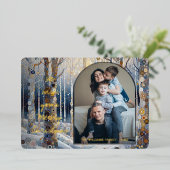 Leuke kleurrijke Abstracte Winter Wonderland Art G Folie Feestdagenkaart (Staand Voorkant)