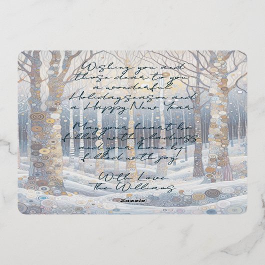 Leuke kleurrijke Abstracte Winter Wonderland Art G Folie Feestdagenkaart (Achterkant)