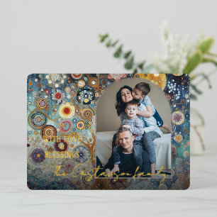 Leuke kleurrijke Abstracte Winter Wonderland Art G Folie Feestdagenkaart