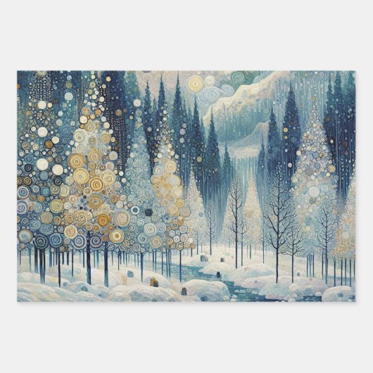 Leuke kleurrijke Abstracte Winter Wonderland Art Inpakpapier Vel (Voorkant)