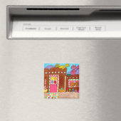 Leuke kleurrijke Adobe Gingerbread House Katten Ko Magneet (Insitu (Vaatwasser))