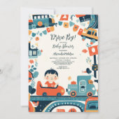 Leuke kleurrijke auto's Boy Baby shower Kaart (Voorkant)