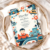 Leuke kleurrijke auto's Boy Baby shower Kaart