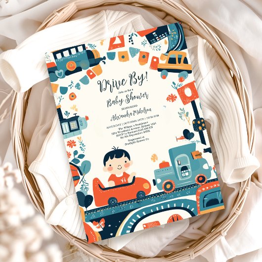 Leuke kleurrijke auto's Boy Baby shower Kaart