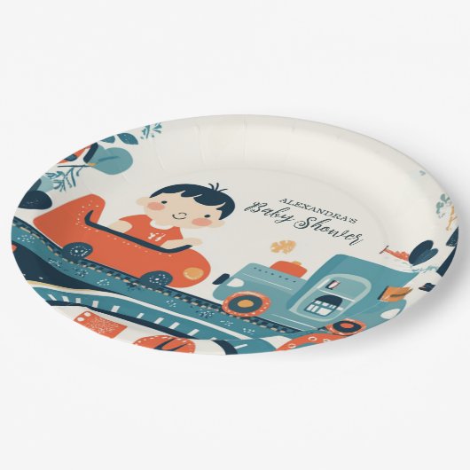 Leuke kleurrijke auto's Boy Baby shower Papieren Bordje (Gekanteld)