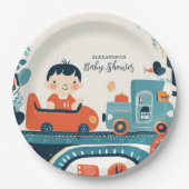Leuke kleurrijke auto's Boy Baby shower Papieren Bordje (Voorkant)