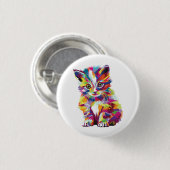 Leuke kleurrijke Baby kitten Ronde Button 3,2 Cm (Voorkant /achterkant)