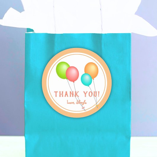 Leuke kleurrijke ballon kinderen verjaardag dank u ronde sticker