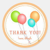Leuke kleurrijke ballon kinderen verjaardag dank u ronde sticker (Voorkant)