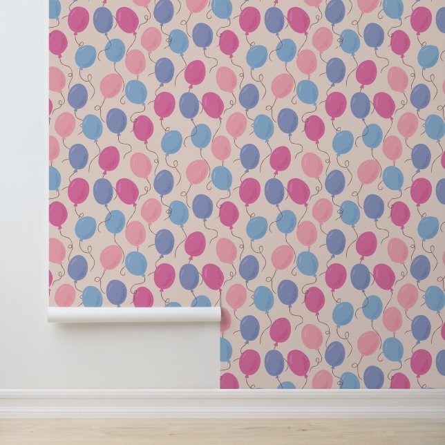 Leuke kleurrijke ballonnen pastel behang (Applicatie)