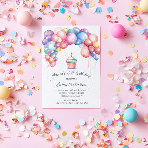Leuke Kleurrijke Balloon Arch Cupcake Kids Verjaar Kaart