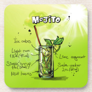 Leuke kleurrijke Bartending Mojito Recept Cocktail Onderzetter