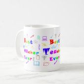 Leuke, kleurrijke beste leraar ooit School Learnin Koffiemok (Voorkant links)