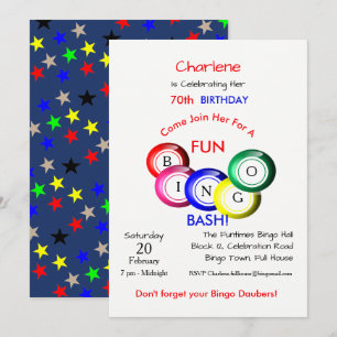 Leuke kleurrijke Bingo Bash Theme Party Uitnodigen Kaart