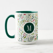 Leuke kleurrijke bladeren en bloemen monogram mok (Links)