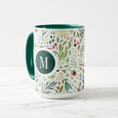 Leuke kleurrijke bladeren en bloemen monogram mok (Voorkant links)