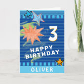 Leuke Kleurrijke Blauwe Tekening Sterren Kind's Ve Kaart (Voorkant)