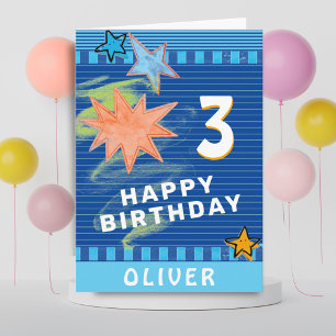 Leuke Kleurrijke Blauwe Tekening Sterren Kind's Ve Kaart