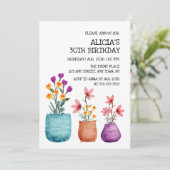Leuke & kleurrijke bloem op pot Waterverf verjaard Kaart (Staand voorkant)
