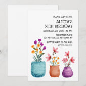 Leuke & kleurrijke bloem op pot Waterverf verjaard Kaart (Voorkant / Achterkant)