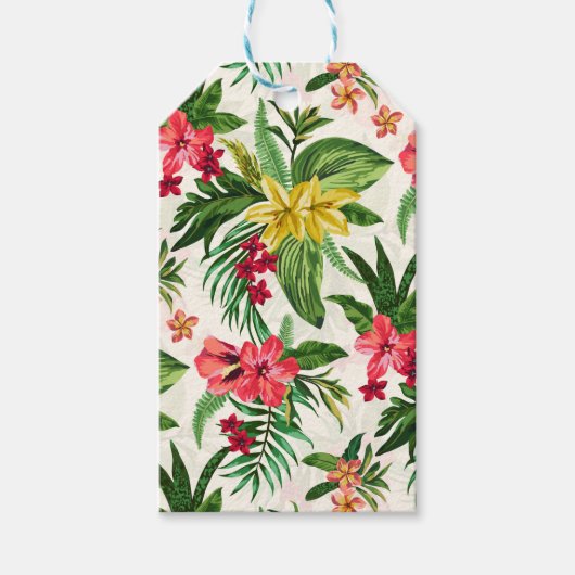 Leuke kleurrijke bloemen en groene bladeren cadeaulabel (Voorkant)