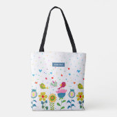 Leuke kleurrijke bloemen en vogels tote bag (Achterkant)