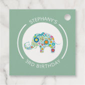 Leuke kleurrijke bloemen olifant monogram bedankjes labels (Achterkant)