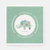 Leuke kleurrijke bloemen olifant monogram servet (Voorkant)