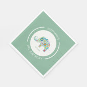 Leuke kleurrijke bloemen olifant monogram servet (Hoek)