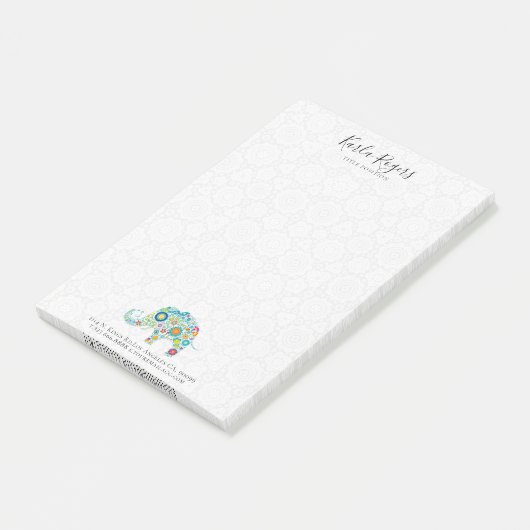 Leuke kleurrijke bloemen olifant post-it® notes (Schuin)